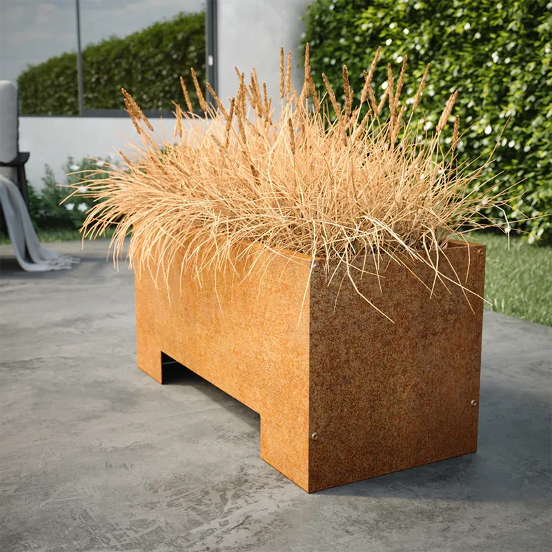 Rectangular Outdoor Planter with Raised Base Rectangular Outdoor Planter with Raised Base